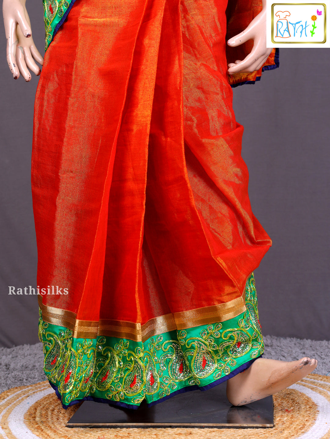 Traditional Orange Art Silk Saree
