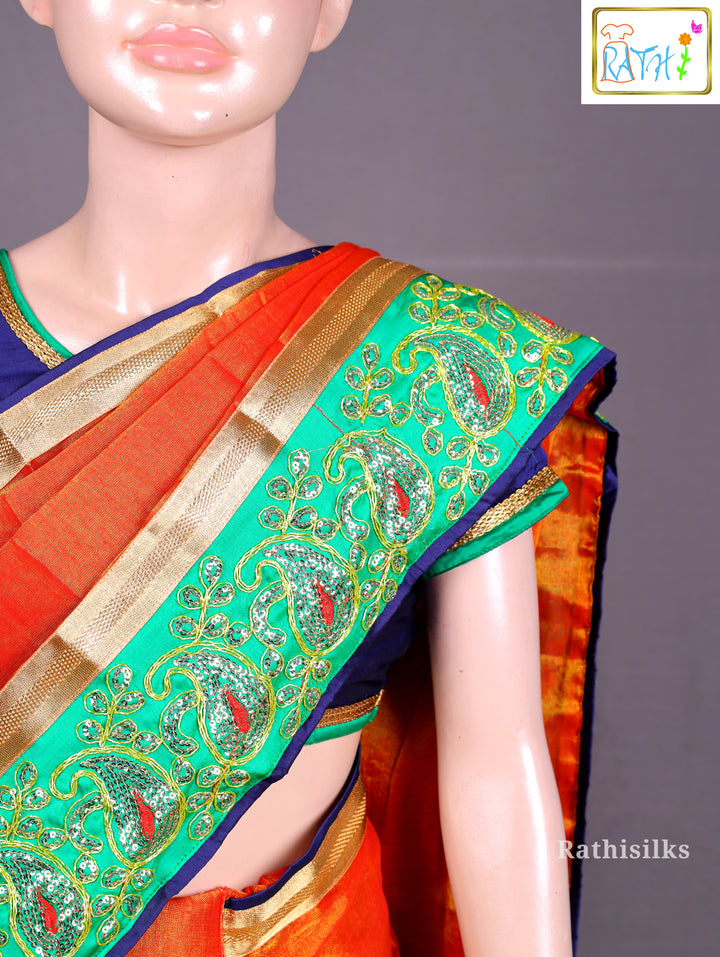 Traditional Orange Art Silk Saree