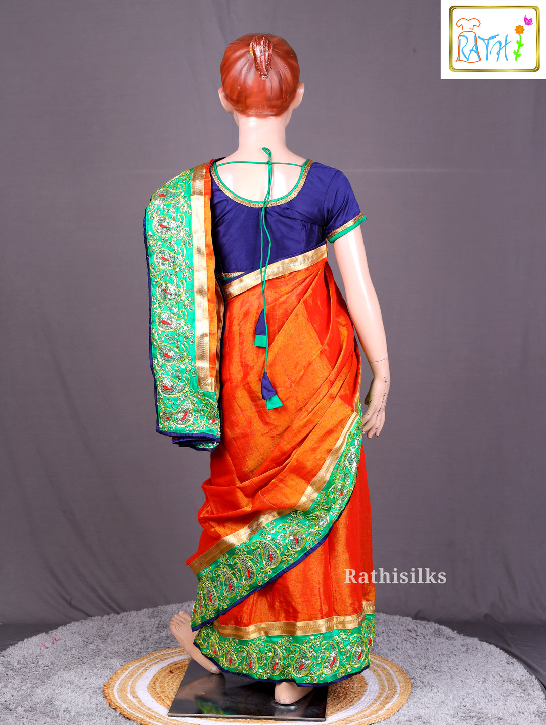 Traditional Orange Art Silk Saree