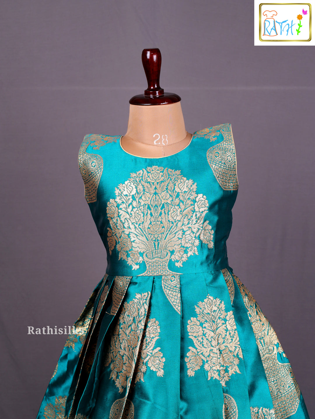 Elegant Teal Blue Art Silk Frock