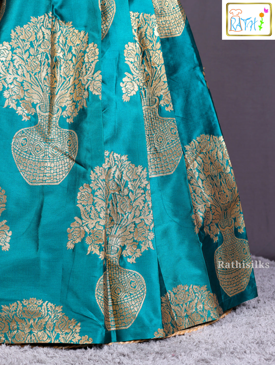 Elegant Teal Blue Art Silk Frock