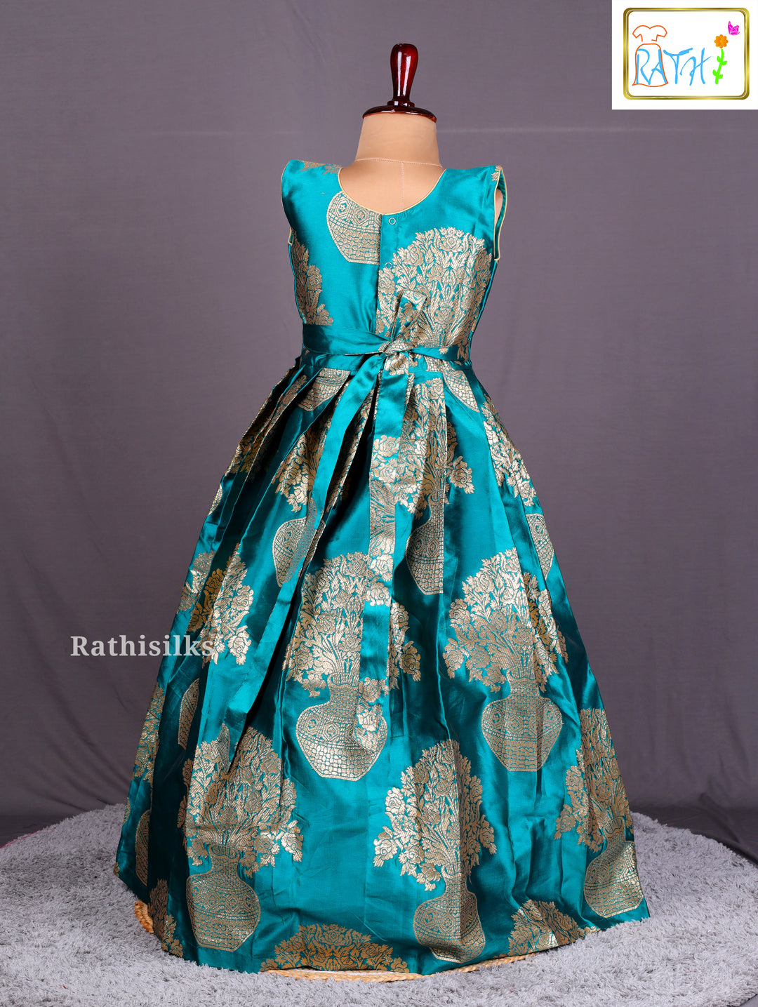 Elegant Teal Blue Art Silk Frock