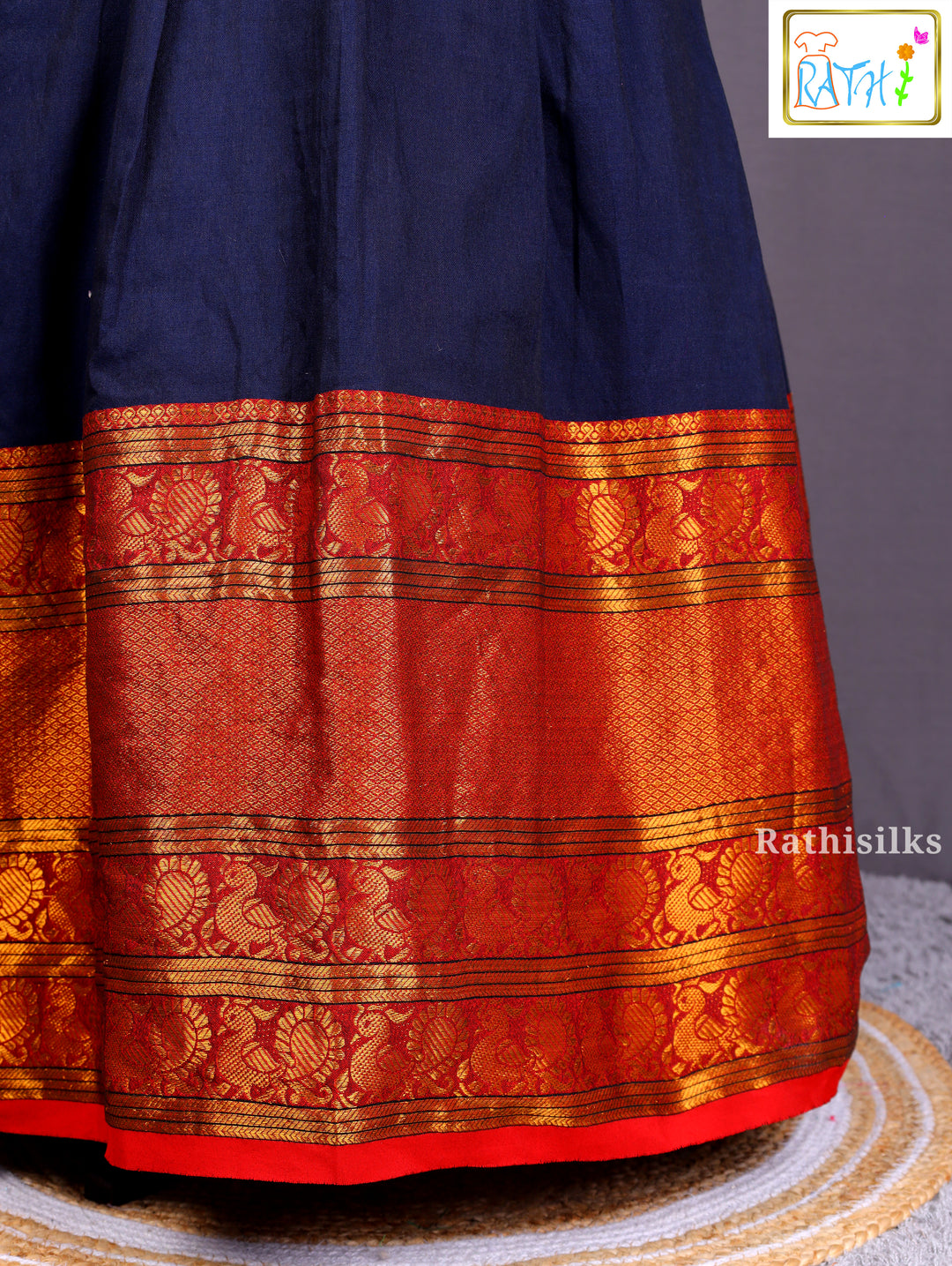 Traditional Navy Blue Narayanapet Frock