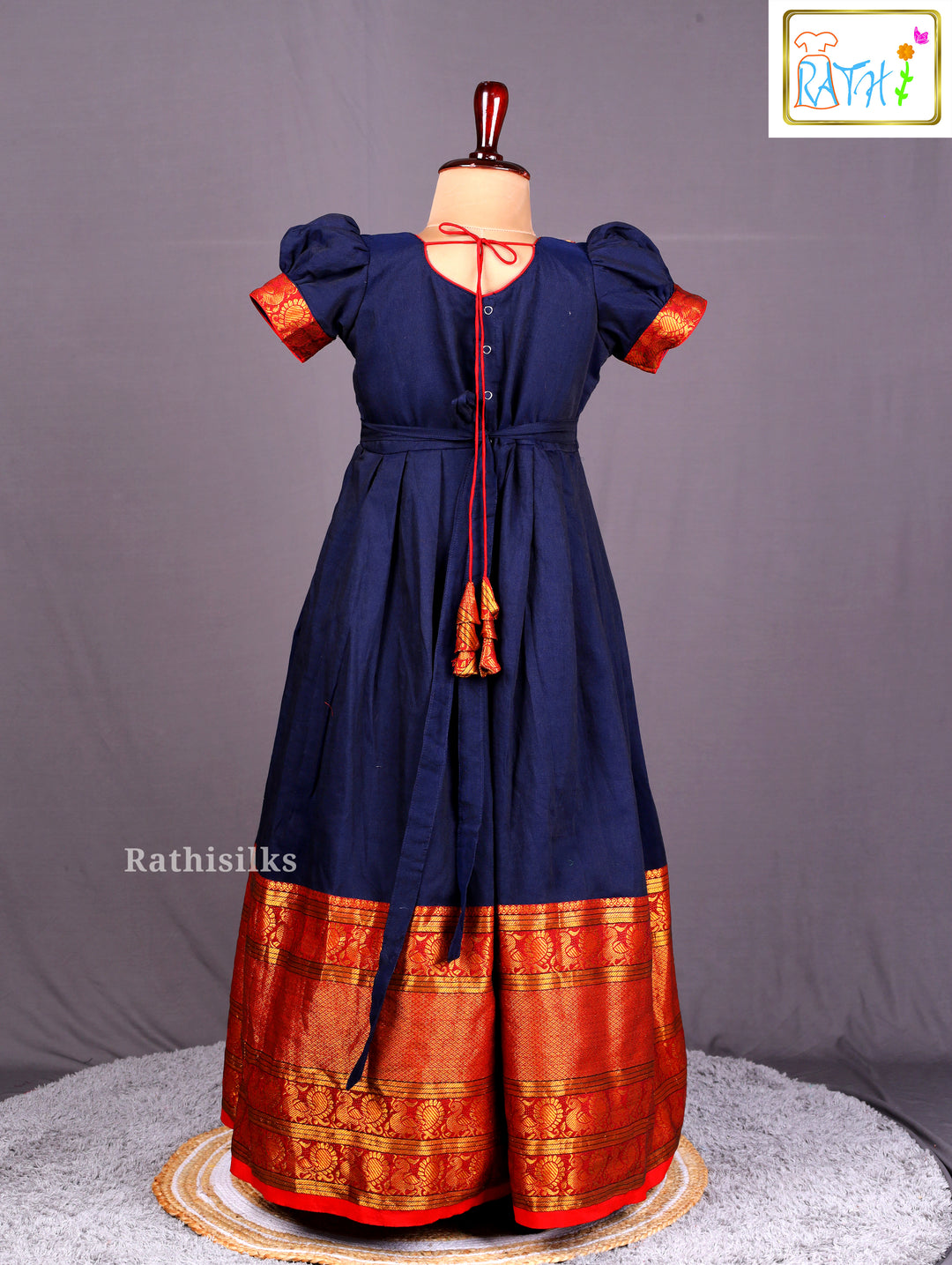 Traditional Navy Blue Narayanapet Frock