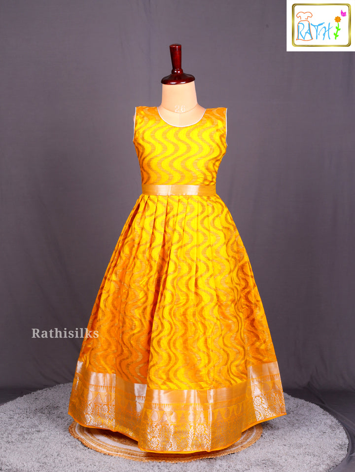 Elegant Yellow Art Silk Frock
