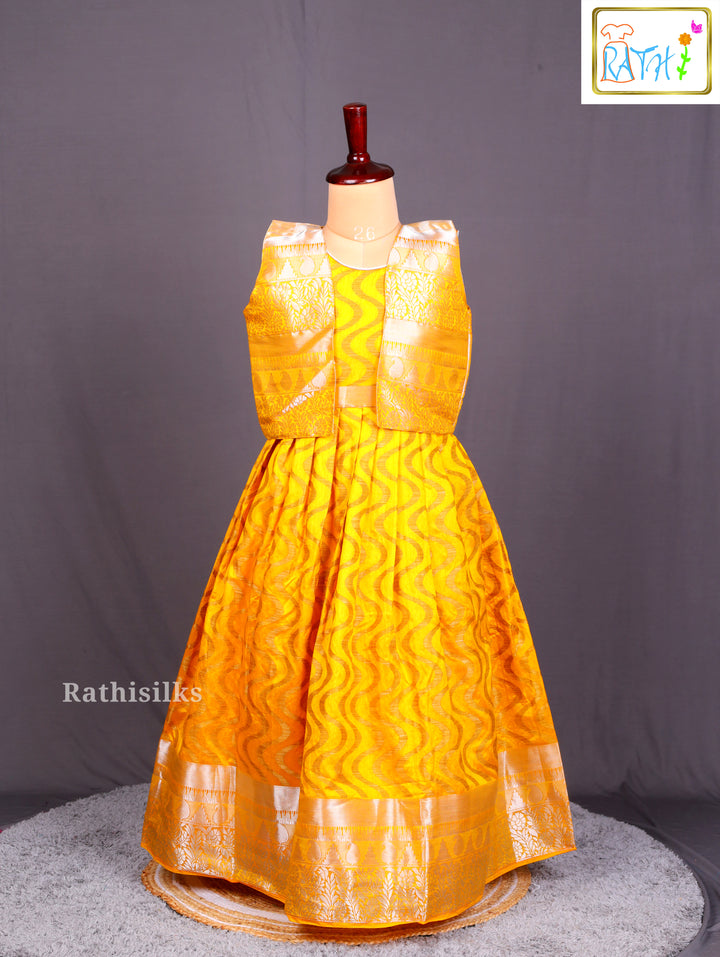 Elegant Yellow Art Silk Frock
