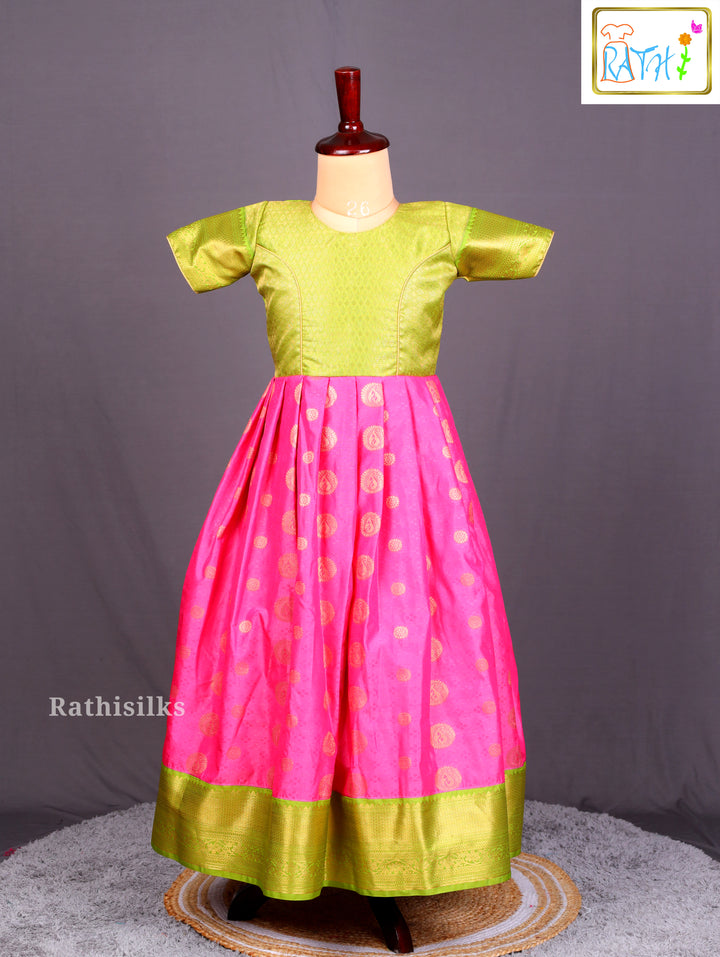 Ethnic Pink & Green Girls’ Frock