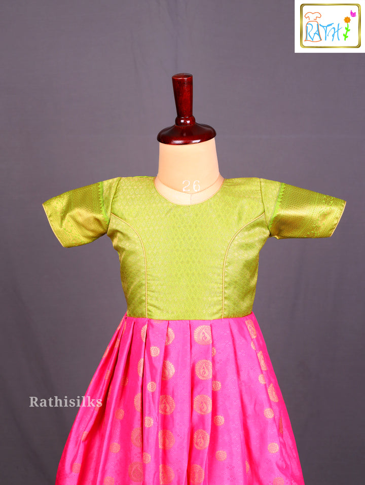Ethnic Pink & Green Girls’ Frock