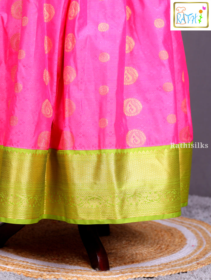 Ethnic Pink & Green Girls’ Frock