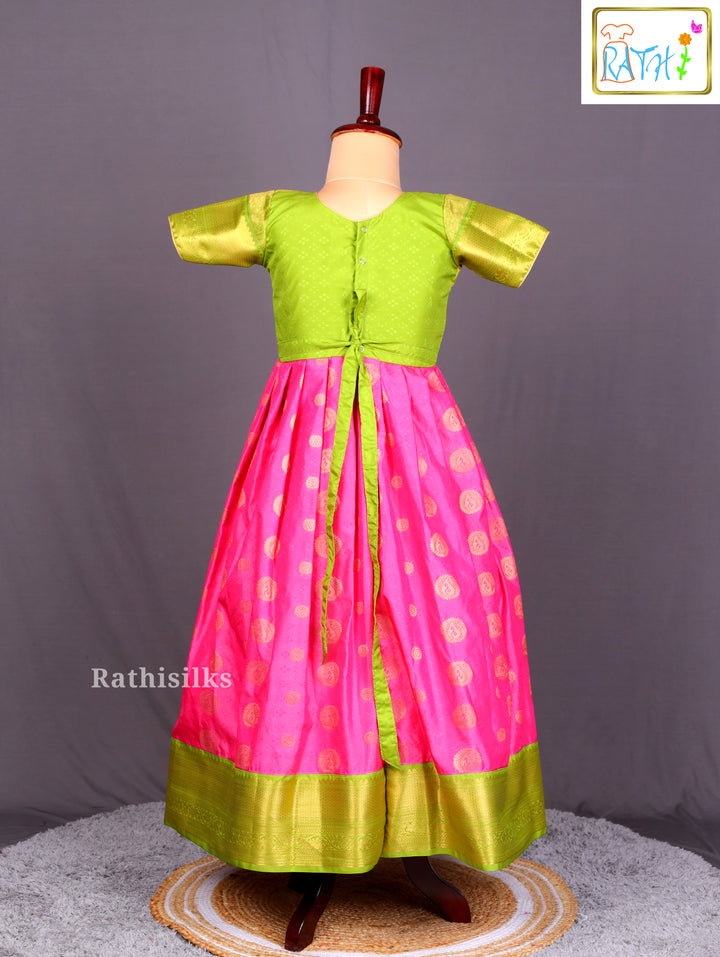 Ethnic Pink & Green Girls’ Frock