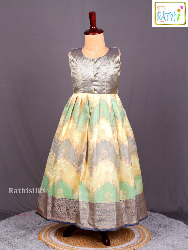 Ethnic Grey & Pastel Girls’ Frock