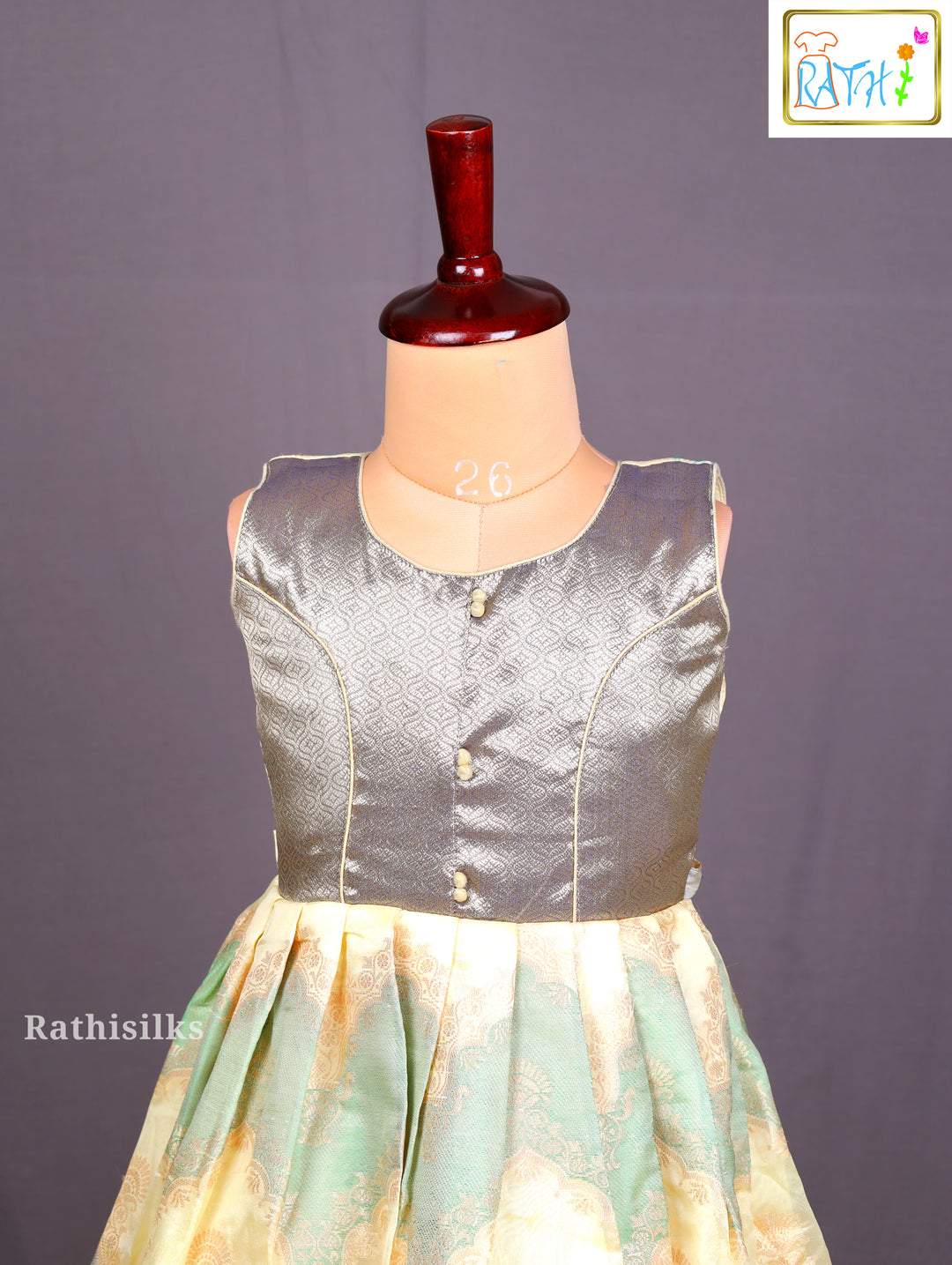 Ethnic Grey & Pastel Girls’ Frock