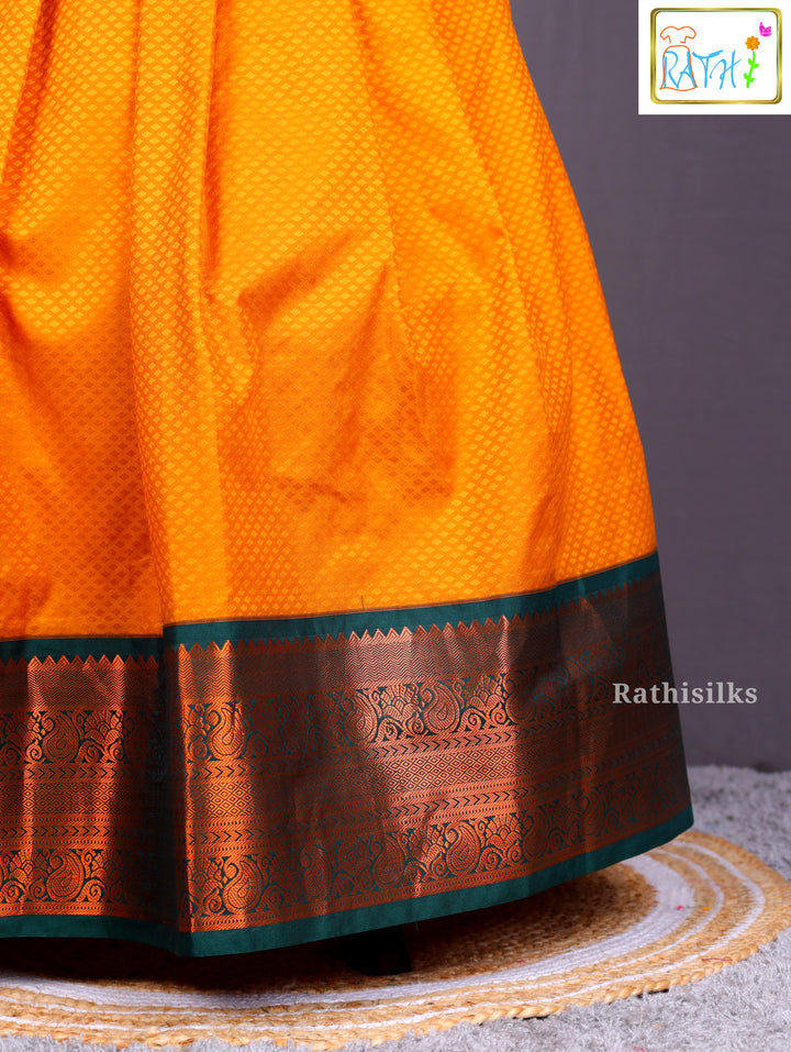 Green & Orange Art Silk Pavadai Sattai