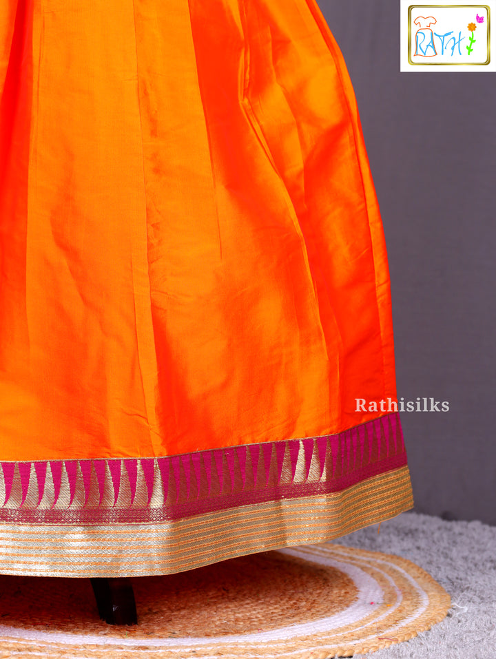Magenta & Orange Art Silk Pavadai Sattai