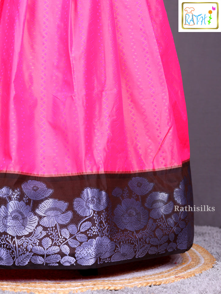 Black & Pink Art Silk Pavadai Sattai