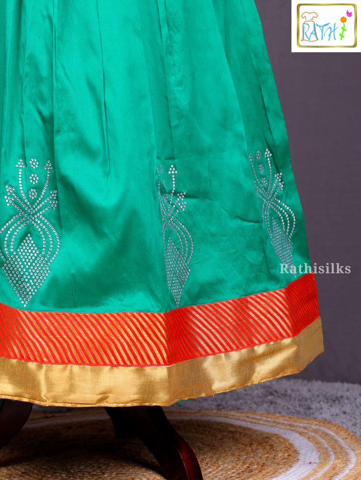 Red & Green Art Silk Pavadai Sattai