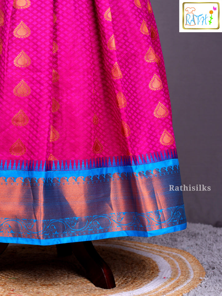 Blue & Pink Art Silk Pavadai Sattai