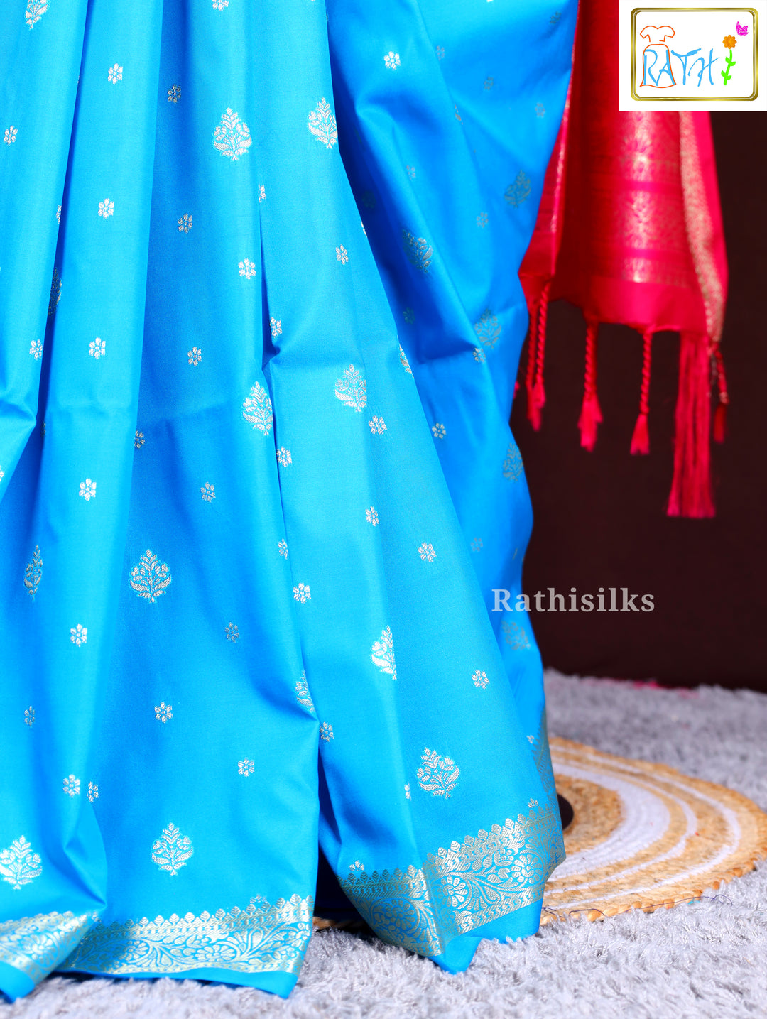 Chic Aqua Blue Art Silk Saree