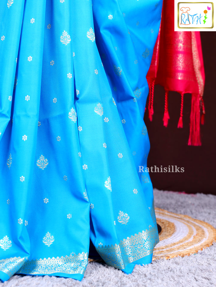 Chic Aqua Blue Art Silk Saree