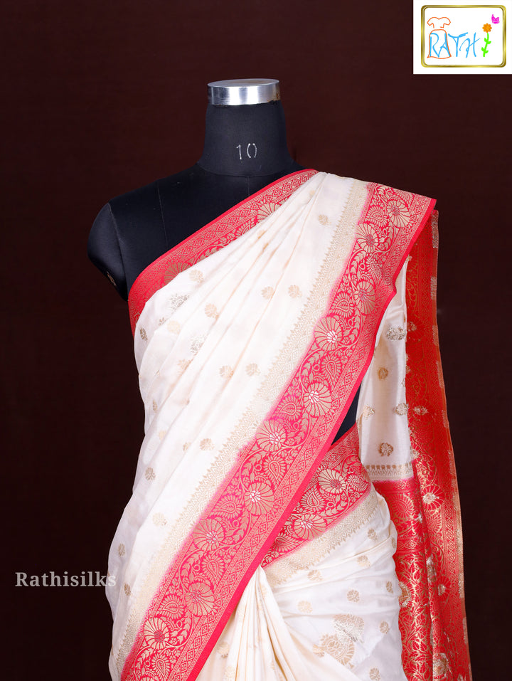 Classic Off-White Synthetic Saree