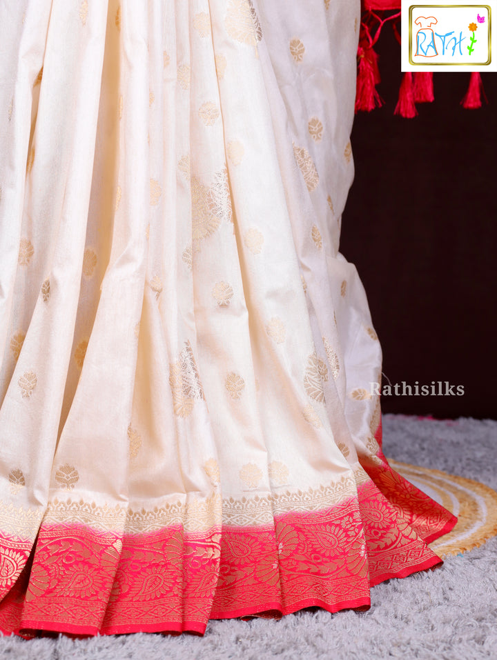 Classic Off-White Synthetic Saree