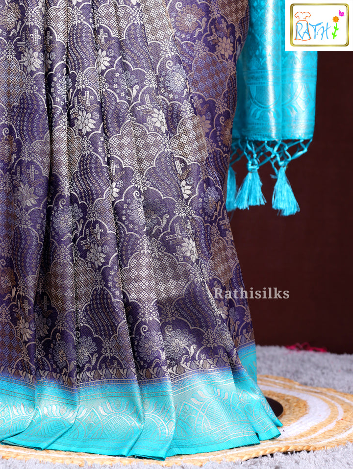 Regal Purple Synthetic Saree