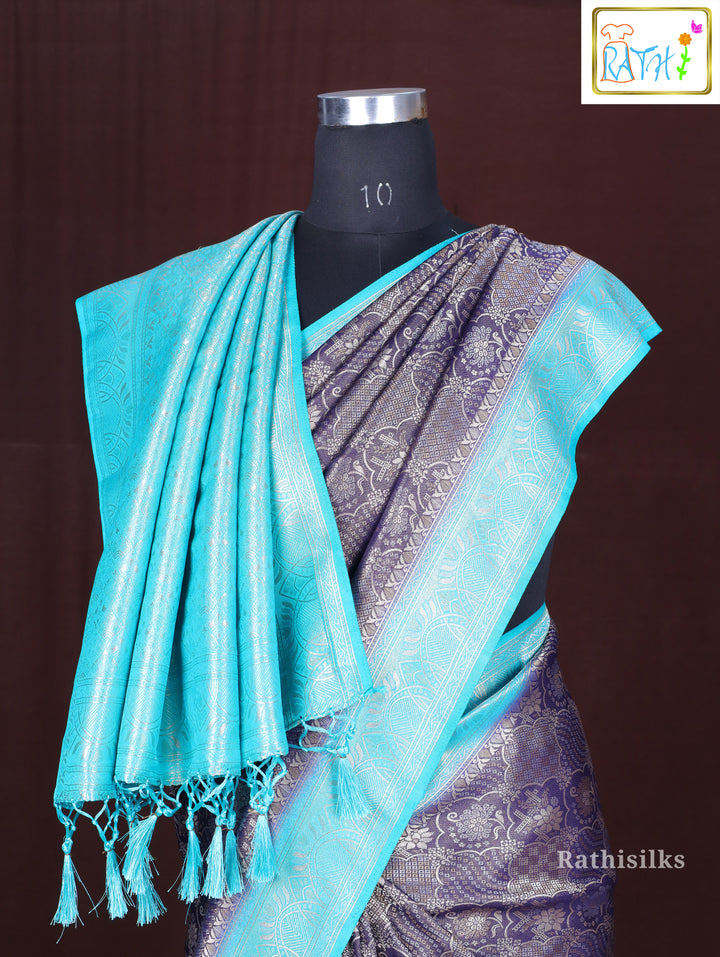 Regal Purple Synthetic Saree
