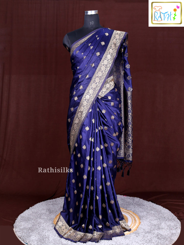 Elegant Deep Blue Synthetic Saree