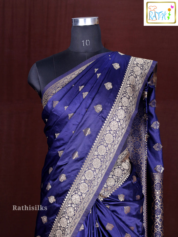 Elegant Deep Blue Synthetic Saree