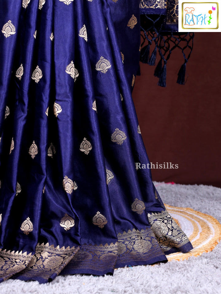 Elegant Deep Blue Synthetic Saree