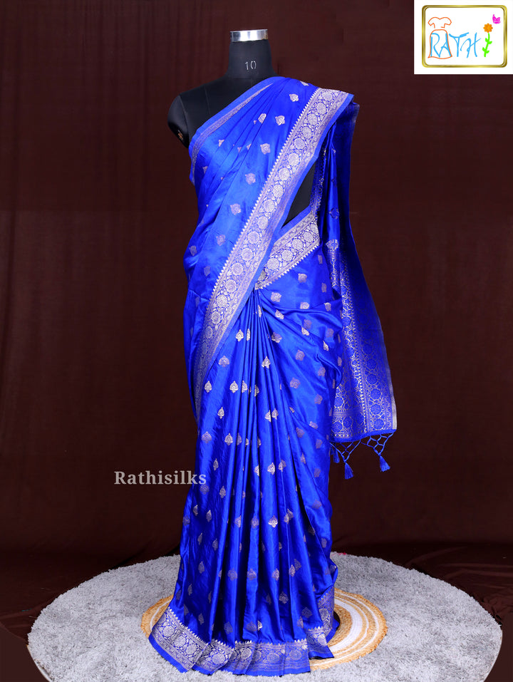 Striking Royal Blue Synthetic Saree