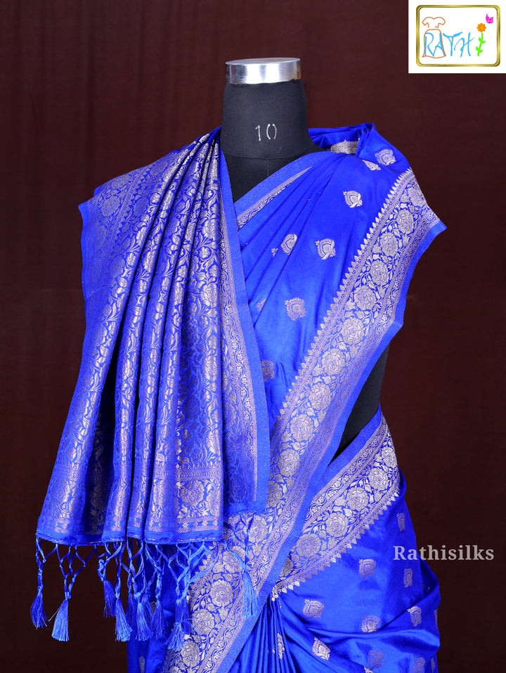 Striking Royal Blue Synthetic Saree