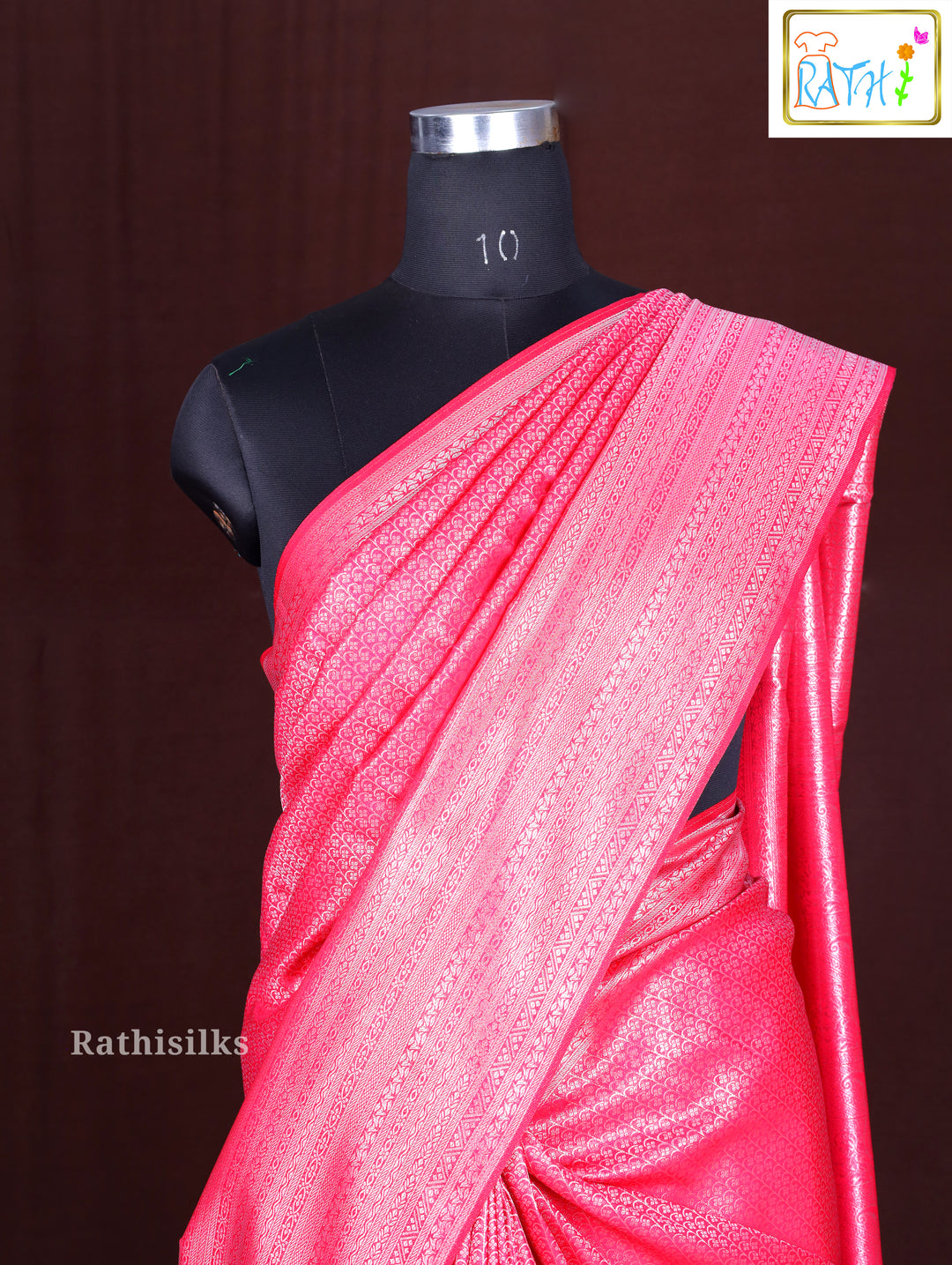Pink Woven Synthetic Saree