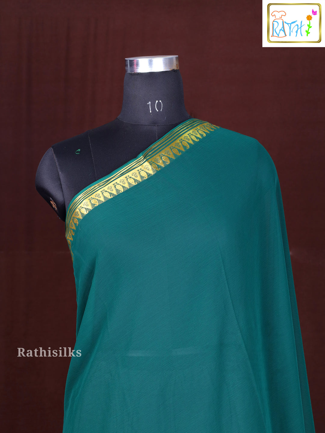 Emerald Green Synthetic Saree