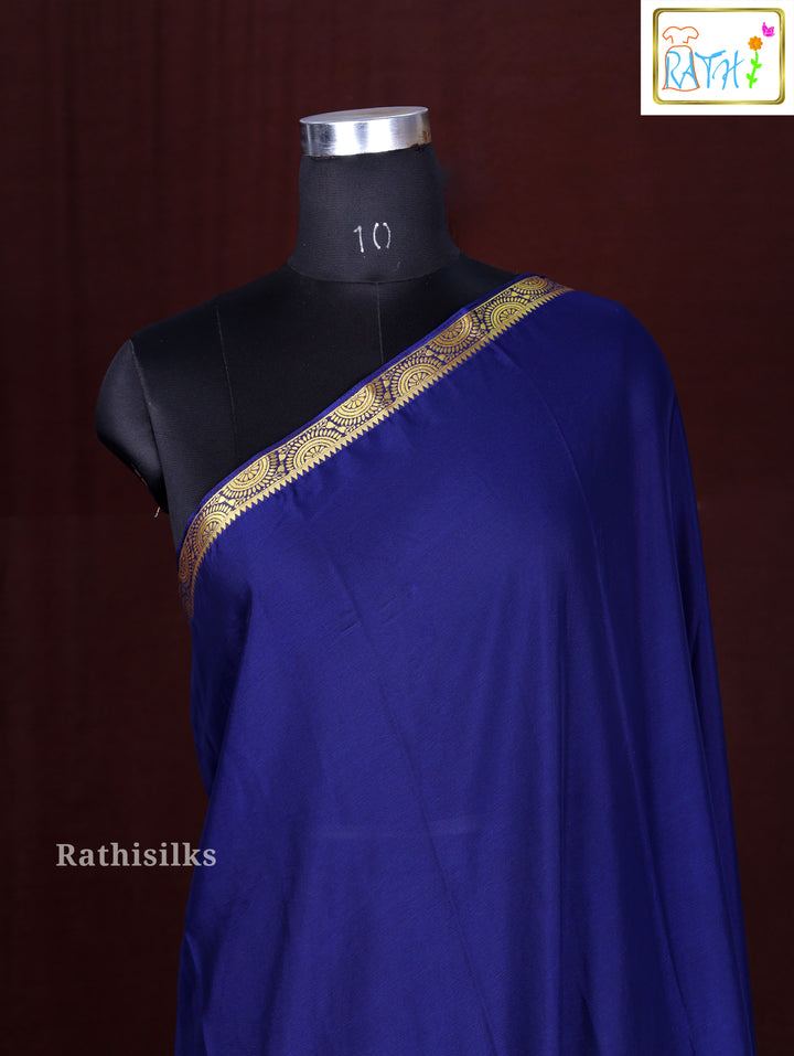 Navy Blue Synthetic Saree