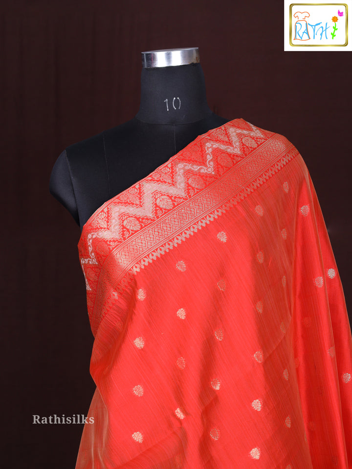 Crimson & Cream Geometric Woven Saree