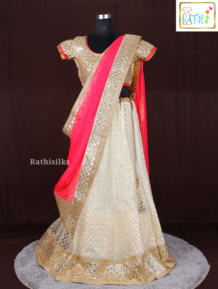 Elegant White & Gold Lehenga