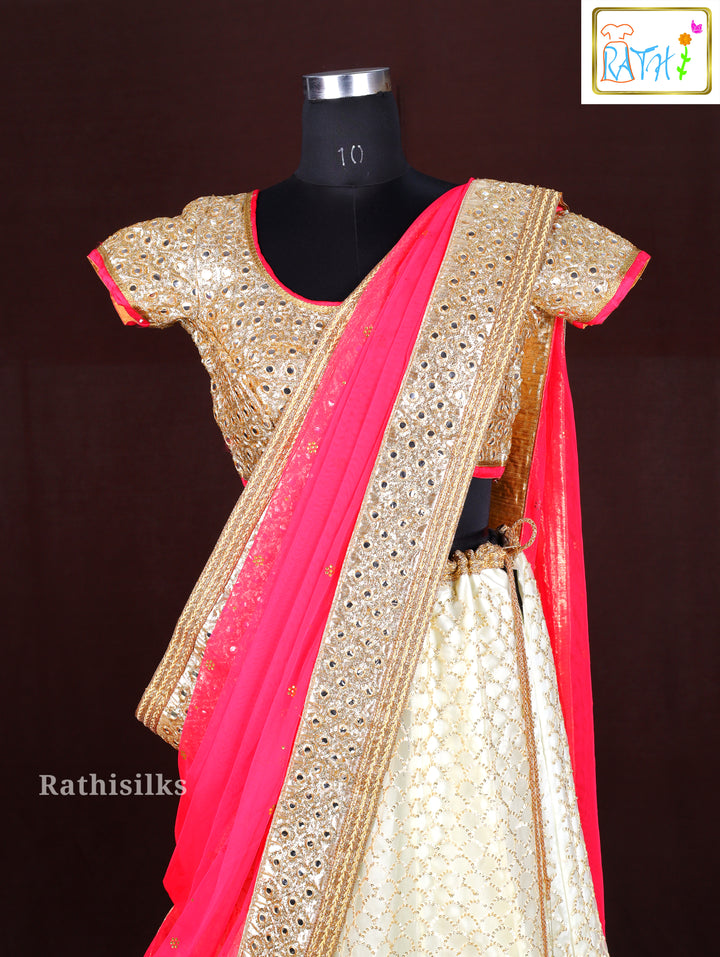 Elegant White & Gold Lehenga