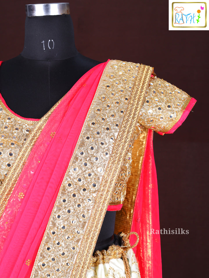 Elegant White & Gold Lehenga