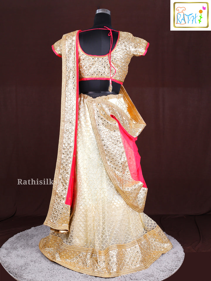 Elegant White & Gold Lehenga