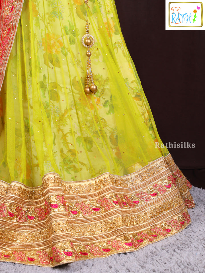 Fresh Lime Green Floral Lehenga
