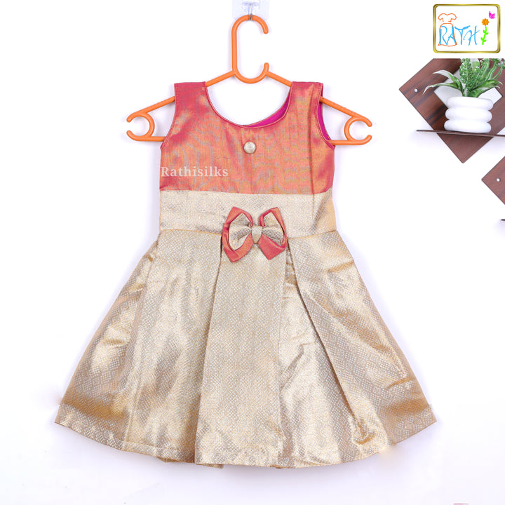 Elegant Gold & Red Frock