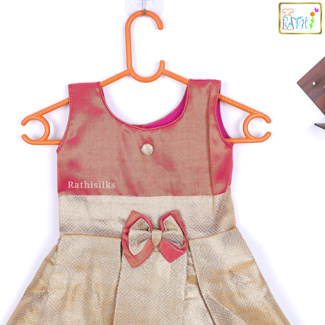 Elegant Gold & Red Frock