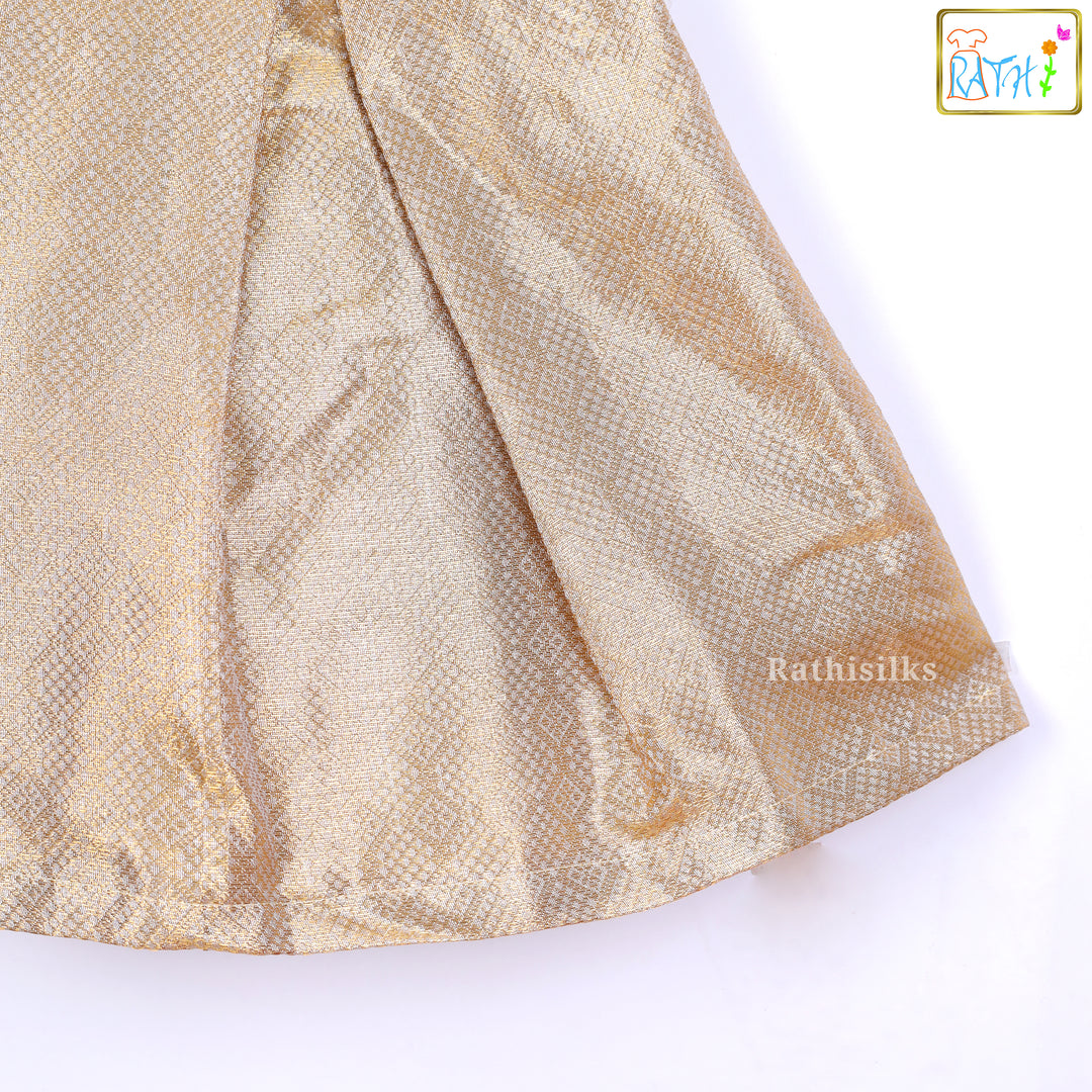 Elegant Gold & Red Frock