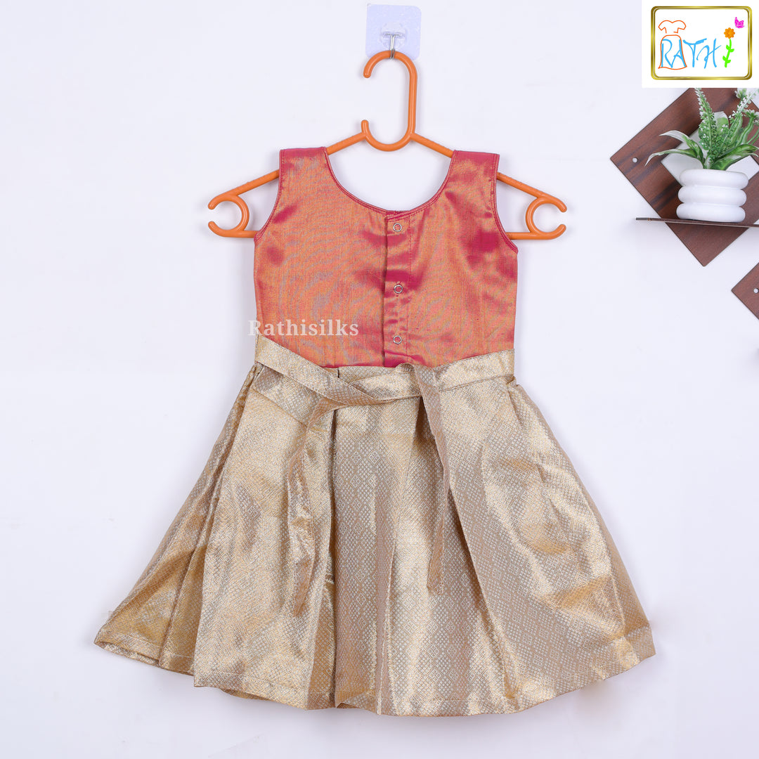 Elegant Gold & Red Frock