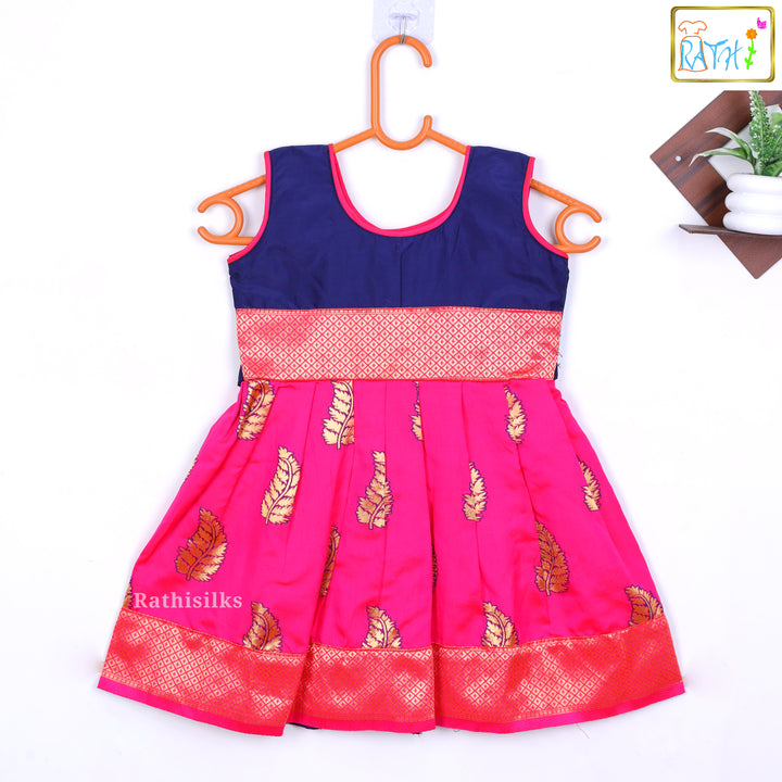 Charming Pink & Navy Blue Frock