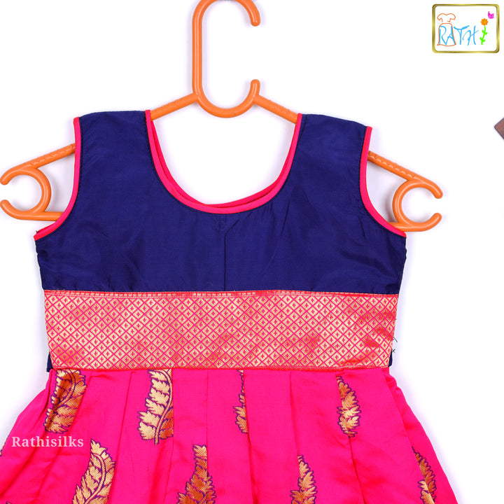 Charming Pink & Navy Blue Frock
