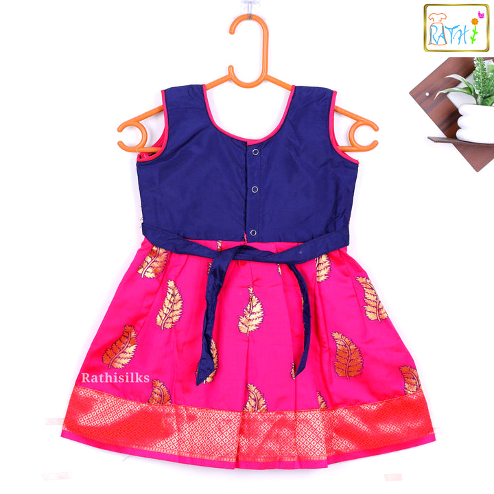 Charming Pink & Navy Blue Frock
