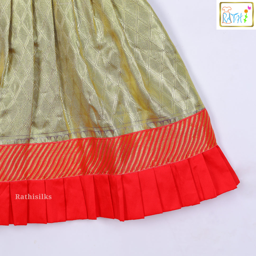 Traditional Red & Gold Art Silk Frock