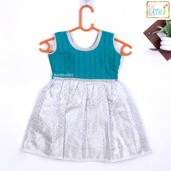 Green & Silver Art Silk Frock